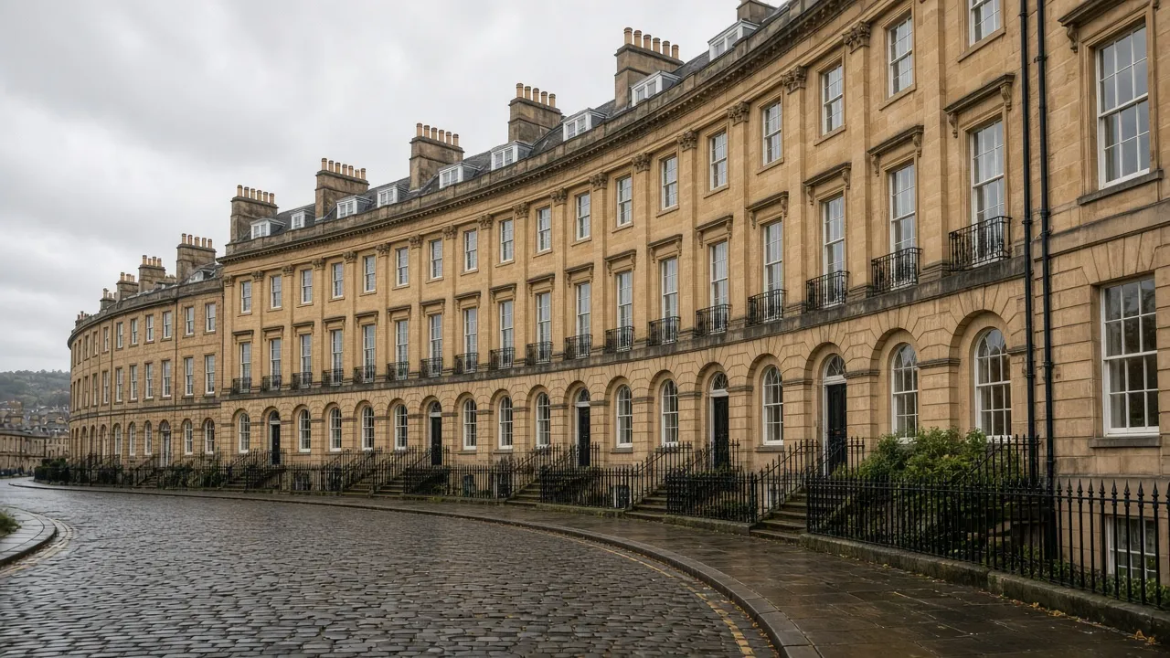 New Town sandstone crescent in Edinburgh, Scotland